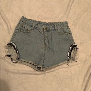 🩳 Embroidered Jean Shorts with Cutouts
